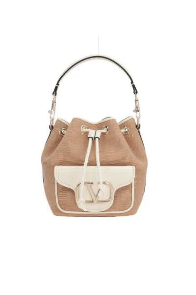 Shop Valentino Garavani Bags In Golden Beige+ivory