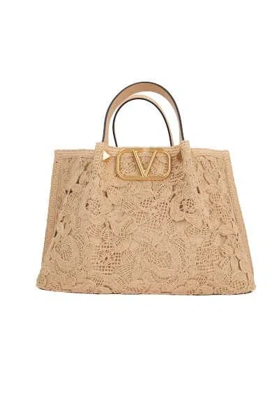 Shop Valentino Garavani Bags In Natural+sahara Beige