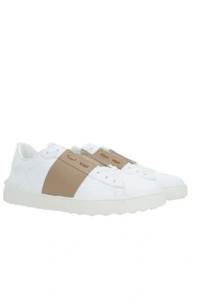 Shop Valentino Garavani Sneakers In White+beige+white