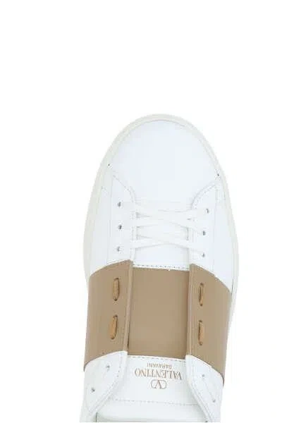 Shop Valentino Garavani Sneakers In White+beige+white
