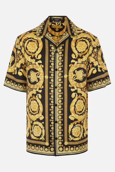 Shop Versace Shirts In Black+gold