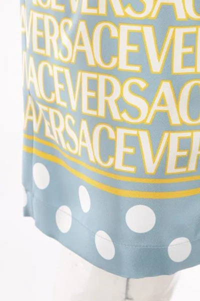 Shop Versace Shorts In Light Blue+ivory