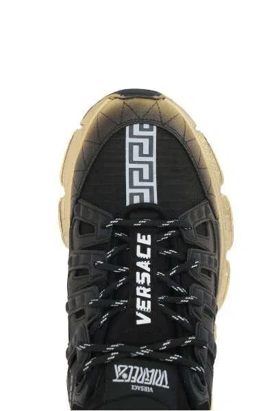 Shop Versace Sneakers In Black+gold