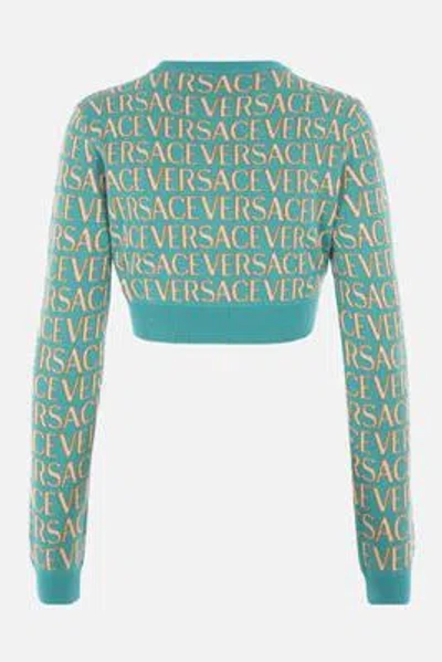 Shop Versace Sweaters In Turquoise+light Blue
