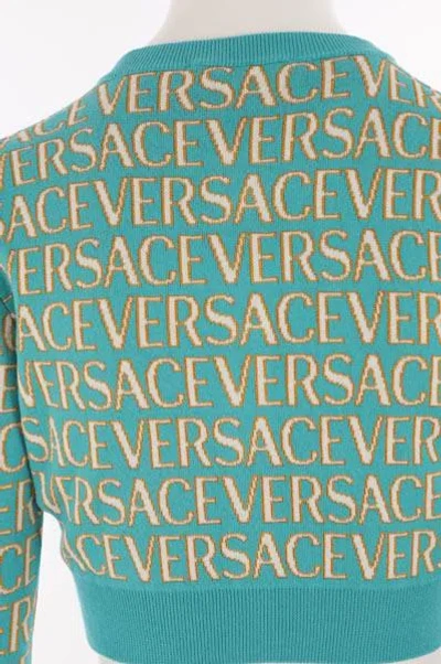 Shop Versace Sweaters In Turquoise+light Blue