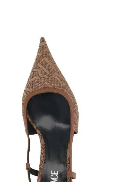 Shop Versace With Heel In Beige+brown