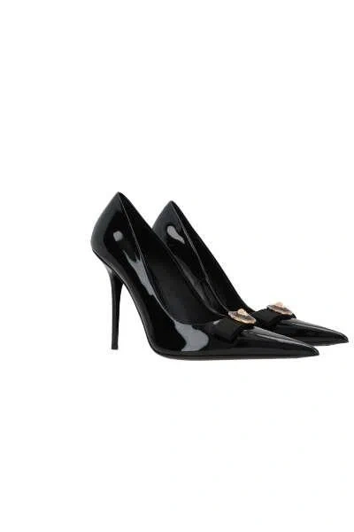 Shop Versace With Heel In Black+ Gold