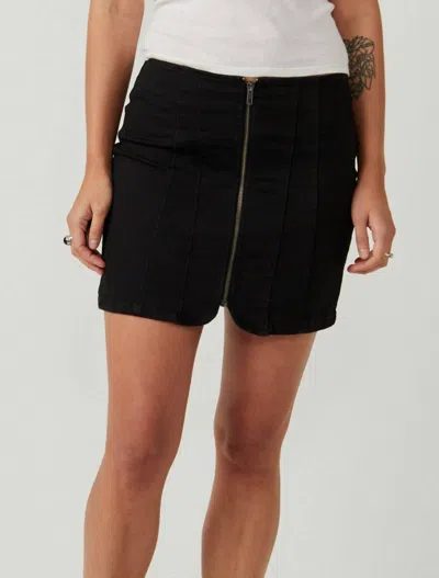 Shop Free People Layla Denim Mini Skirt In Black