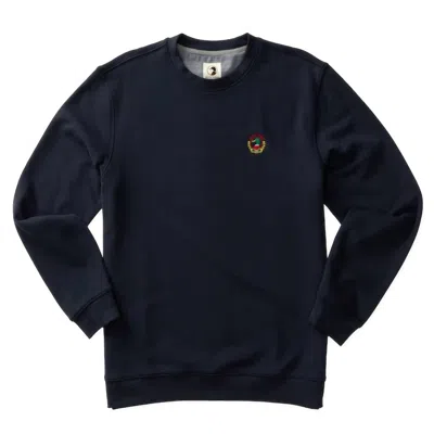 Shop Duck Head Embroidered Crest Crewneck Pullover In Navy In Blue