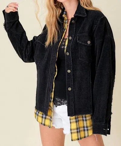 La Miel Oversized Corduroy Jacket In Black In Black