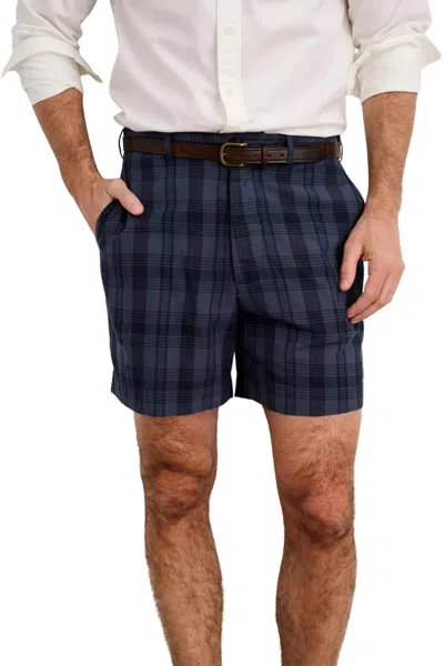 Alex Mill Flat Front Short In Navy Madras In Multi