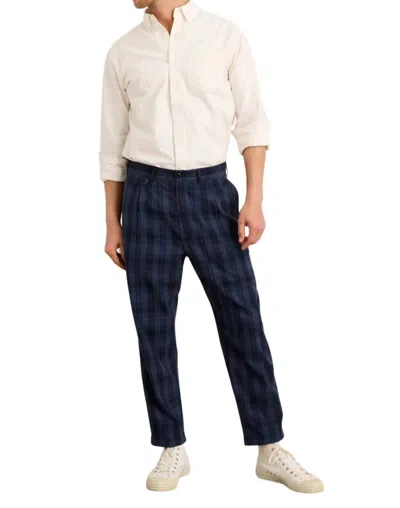 Shop Alex Mill Standard Pleated Pant In Navy Madras In Multi