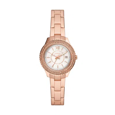 Shop Fossil Women's Stella Three-hand Date, Rose Gold-tone Stainless Steel Watch In Multi