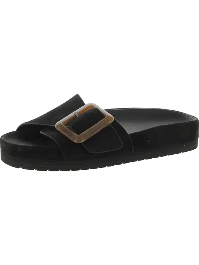 Shop Vince Womens Faux Suede Lifestyle Slide Sandals In Black