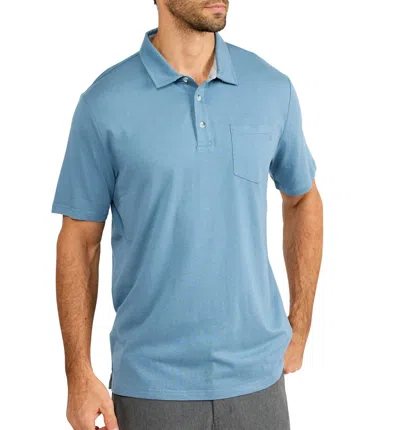 Shop Free Fly Bamboo Heritage Polo In Blue Fog