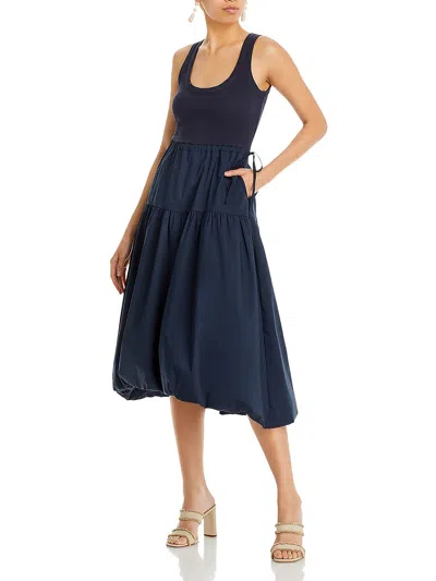 Shop Cinq À Sept Jaelyn Womens Cotton Midi Fit & Flare Dress In Blue