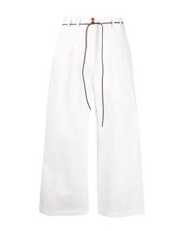 Alysi Wide Pleat Trousers In White In White
