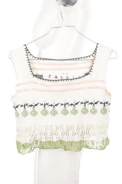 Rabbit Lace Sombre Knitted Top In Cream+green
