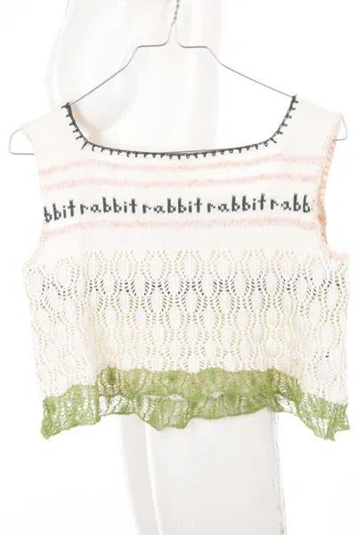 Rabbit Lace Sombre Knitted Top In Cream+green