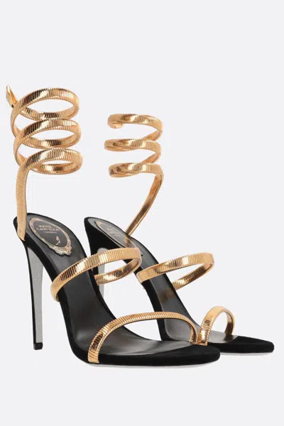 Shop René Caovilla Sandals In Black+gold