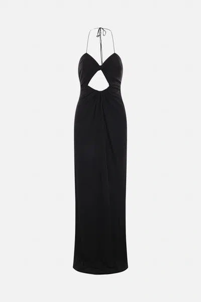 Saint Laurent Backless Halter Dress In Black