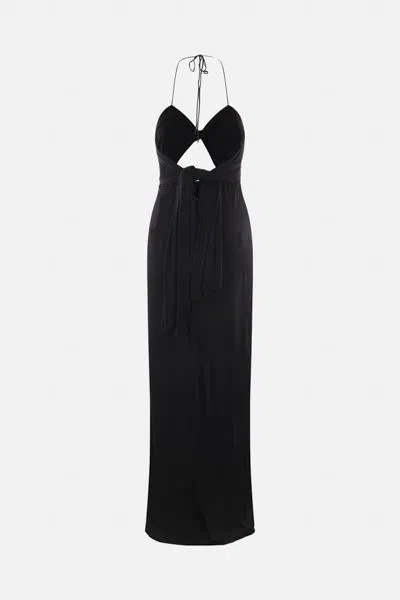 Saint Laurent Backless Halter Dress In Black