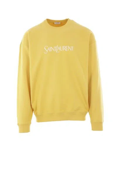 Shop Saint Laurent Sweaters In Natural+jaune