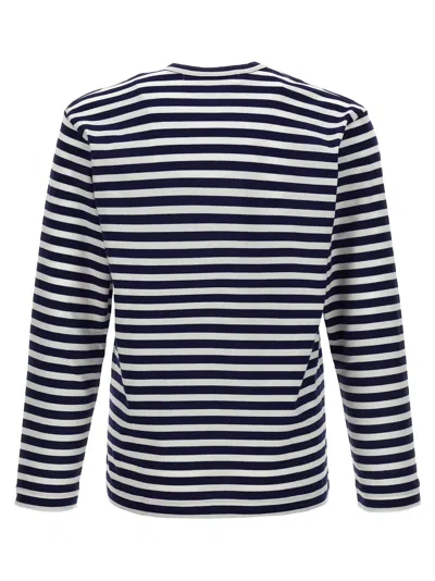 Shop Comme Des Garçons Play Logo Patch Stripes T-shirt Blue
