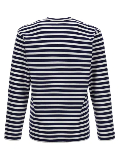 Comme Des Garçons Play Logo Striped T-shirt With Round Neck And Long Sleeves