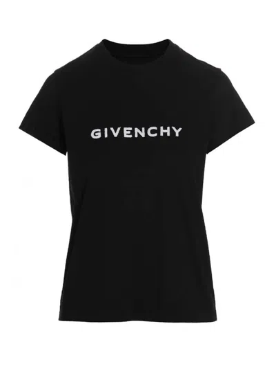 Shop Givenchy Velvet Logo T-shirt In White/black