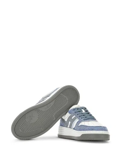 Shop Hogan H630 White And Light Blue Sneakers In Light Blue, White