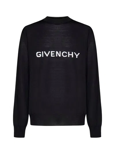 Shop Givenchy Logo Wool Crewneck Jumper In Black
