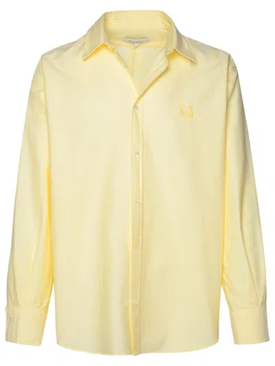 Maison Kitsuné Contour Fox Head-embroidery Cotton Shirt In Yellow