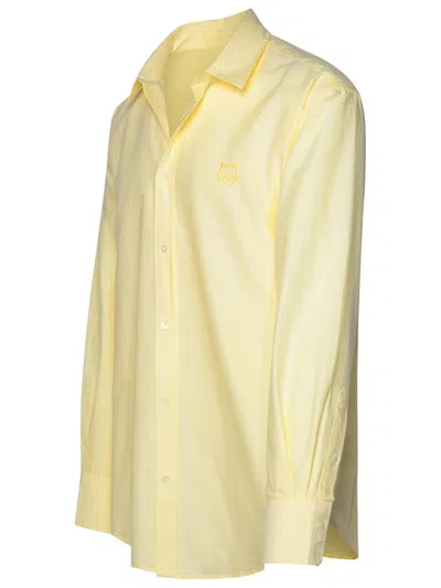 Maison Kitsuné Contour Fox Head-embroidery Cotton Shirt In Yellow
