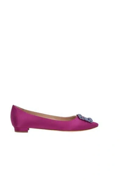 Shop Manolo Blahnik Flat Shoes In Dark Pink