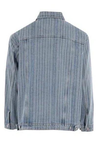 Shop Martine Rose Coats In Blue Pinstripe