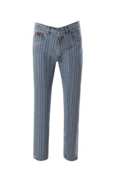 Shop Martine Rose Jeans In Blue Pinstripe