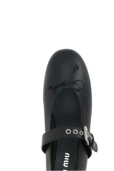 Shop Miu Miu Flat Shoes In Black