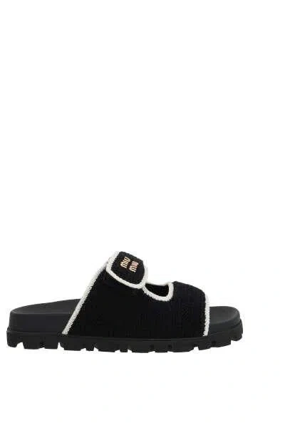 Shop Miu Miu Sandals In Black+avory