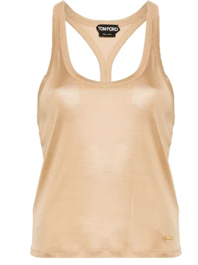 Shop Tom Ford Silk Racerback Tank Top Clothing In Brown