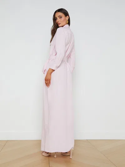 Shop L Agence Cameron Linen-blend Shirt Dress In Lilac Snow