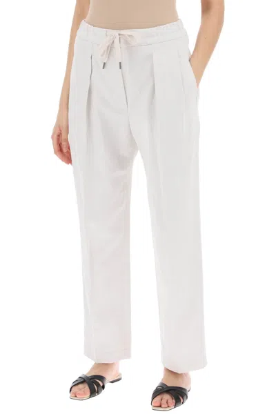 Shop Brunello Cucinelli Cotton And Linen Slouchy Pants Women In Multicolor