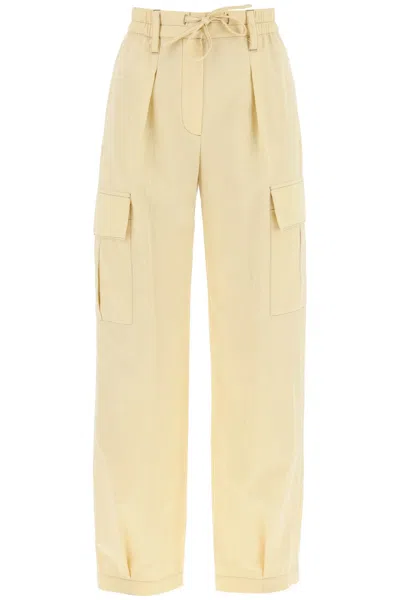 Shop Brunello Cucinelli Gabardine Utility Pants With Pockets And Women In Yellow