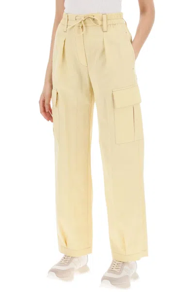 Shop Brunello Cucinelli Gabardine Utility Pants With Pockets And Women In Yellow