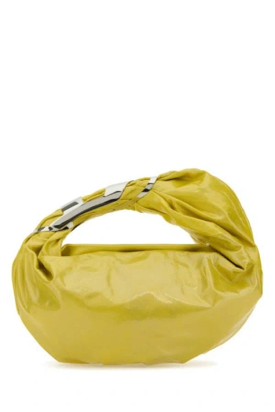 Shop Diesel Woman Yellow Leather Grab-d Hobo Shopping Bag