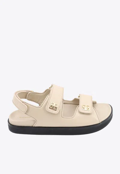 Shop Givenchy 4g Double-strap Flat Sandals In Beige