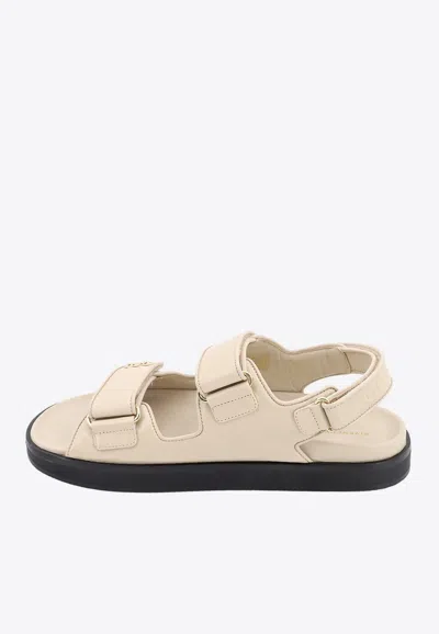 Shop Givenchy 4g Double-strap Flat Sandals In Beige