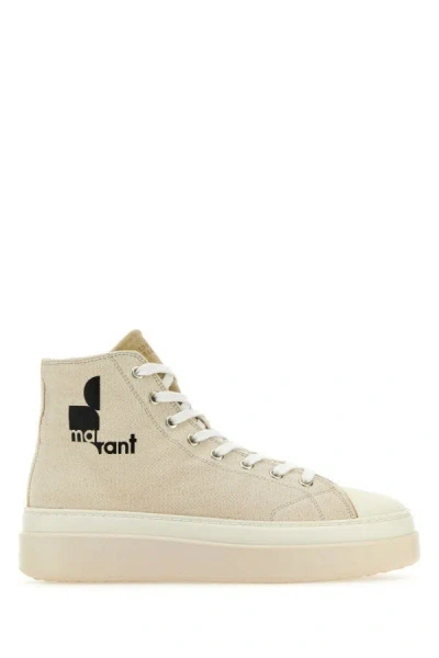 Shop Isabel Marant Woman Melange Ivory Canvas Austen High Sneakers In White