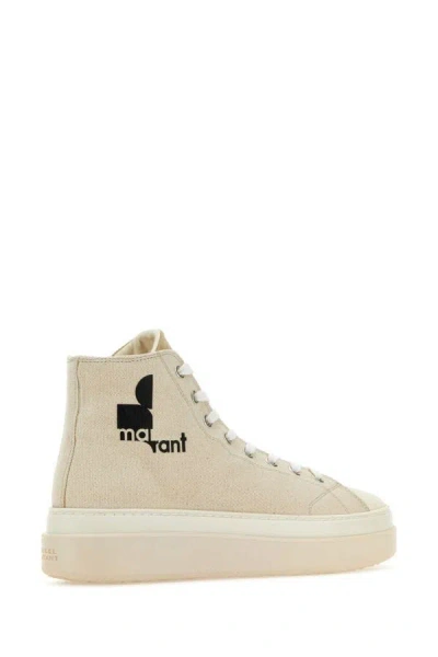 Shop Isabel Marant Woman Melange Ivory Canvas Austen High Sneakers In White