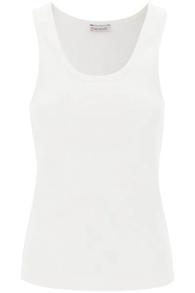Shop Moncler Sleeveless Ribbed Jersey Top Women In White